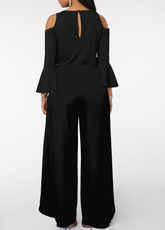 Chic Black V-Neck Long Sleeves Jump Suit